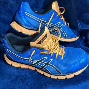 Asics Gel-Flash Blue and Gold Athletic Shoes